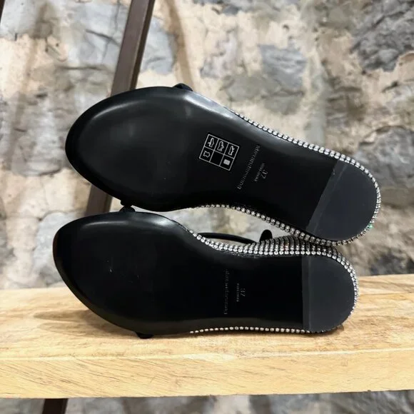 Alexander Wang Black Dahlia Rhinestone Embellished Wedge Sandals - Picture 8 of 12